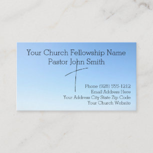 Christian Abstract Blue Sky Cross Church Business Card