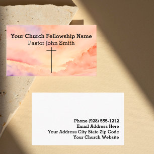 Christian Abstract Orange Sky Cross Church Business Card