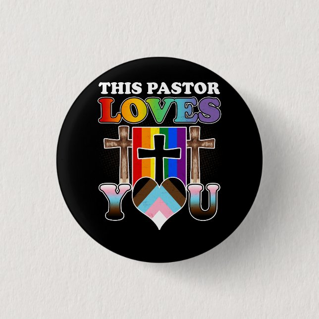 Christian Ally Inclusive Pride Clergy This Pastor  3 Cm Round Badge (Front)