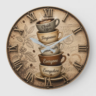 Christian Amazing Grace Coffee Lover Decor Large Clock