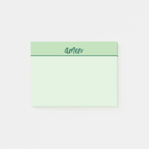 Christian AMEN Sticky Notepad Green Typology Art