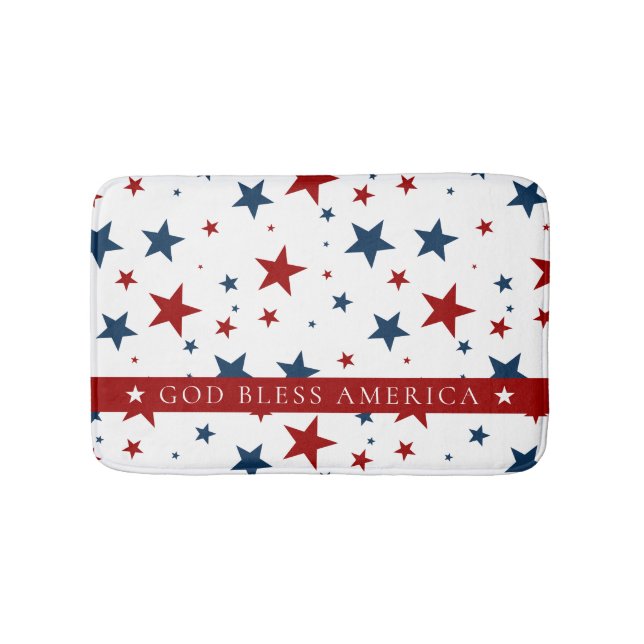 Christian America Patriotic Red White Blue Stars Bath Mat (Front)