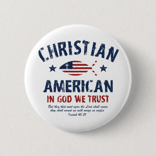Christian American 6 Cm Round Badge