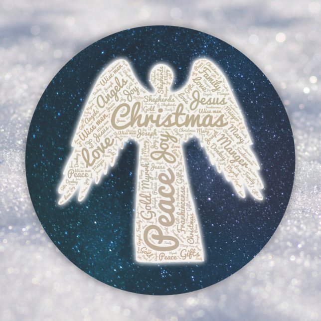 Christian angel meaning of Christmas Classic Round Sticker (Creator Uploaded)