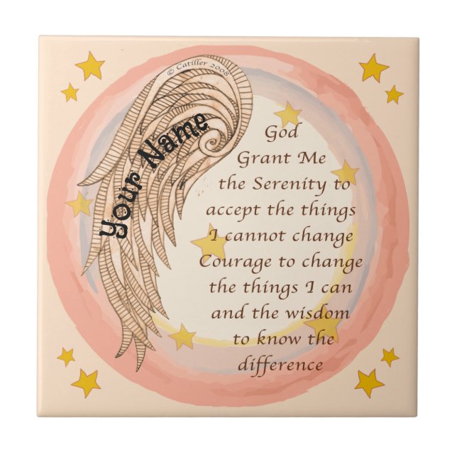 Christian Angel Serenity Prayer Tile (Front)