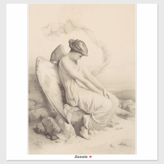 Christian angel sitting on a stone (Sheet)
