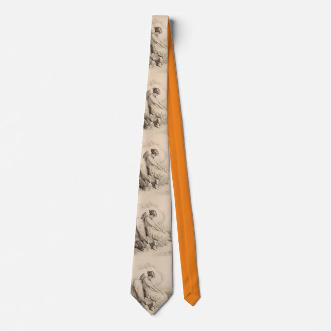 Christian Angel Sitting On A Stone Devotional Fine Tie (Front)