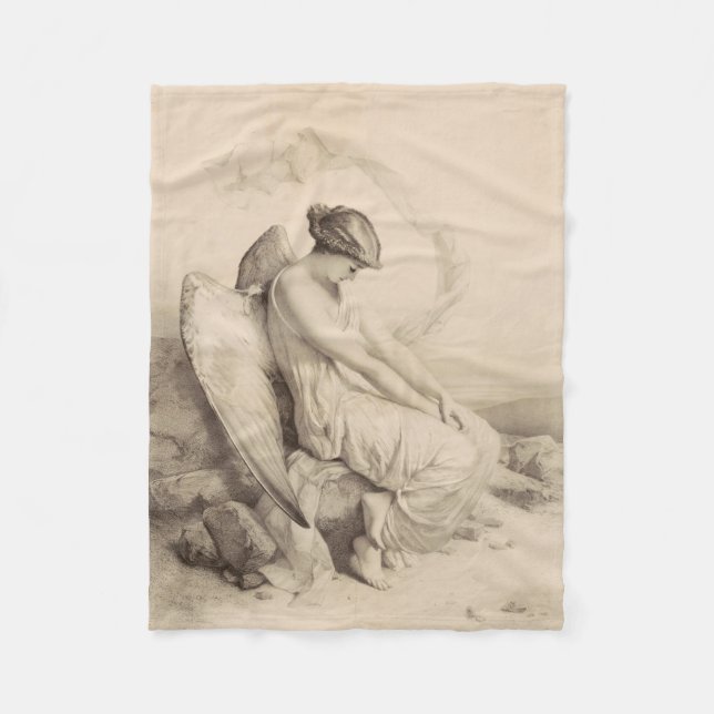 Christian angel sitting on a stone fleece blanket (Front)