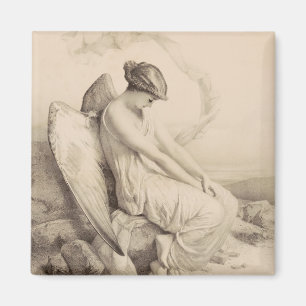 Christian angel sitting on a stone magnet