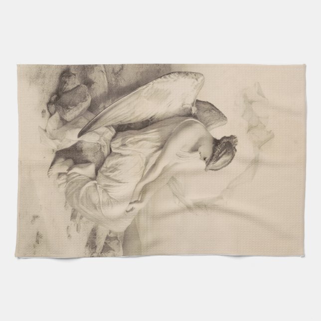 Christian angel sitting on a stone tea towel (Horizontal)