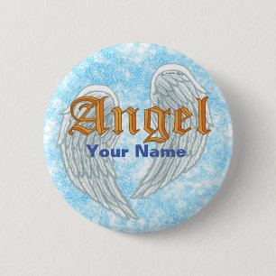 Christian Angel Wings 6 Cm Round Badge