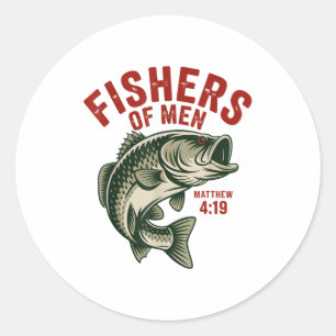 Christian Angler Fishers Of Men Matthew 4 19 Verse Classic Round Sticker