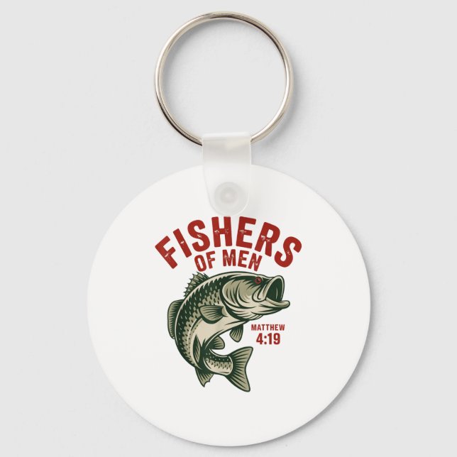Christian Angler Fishers Of Men Matthew 4 19 Verse Key Ring (Front)