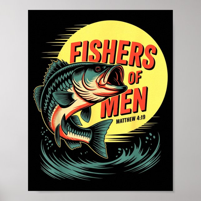 Christian Angler Fishers Of Men Matthew 4 19 Verse Poster (Front)