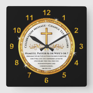 Christian Appreciation Gifts for Pastor and Wife, Square Wall Clock