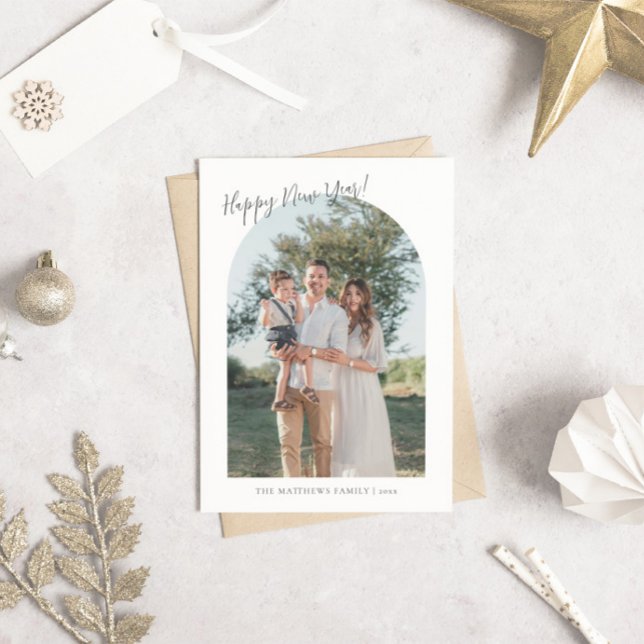 Christian Arch Photo Script Happy New Year Holiday Card (Creator Uploaded)