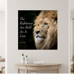 Christian Art, Bold as a Lion, Prov. 28 - 1 Canvas Print<br><div class="desc">Proverbs 28 vs 1 Bible scripture text: The Righteous Are Bold as a Lion with design image of a lion on dark background. Inspirational Christian wall art - wrapped canvas print.  For Evangelical,  Bible Faith believers.</div>