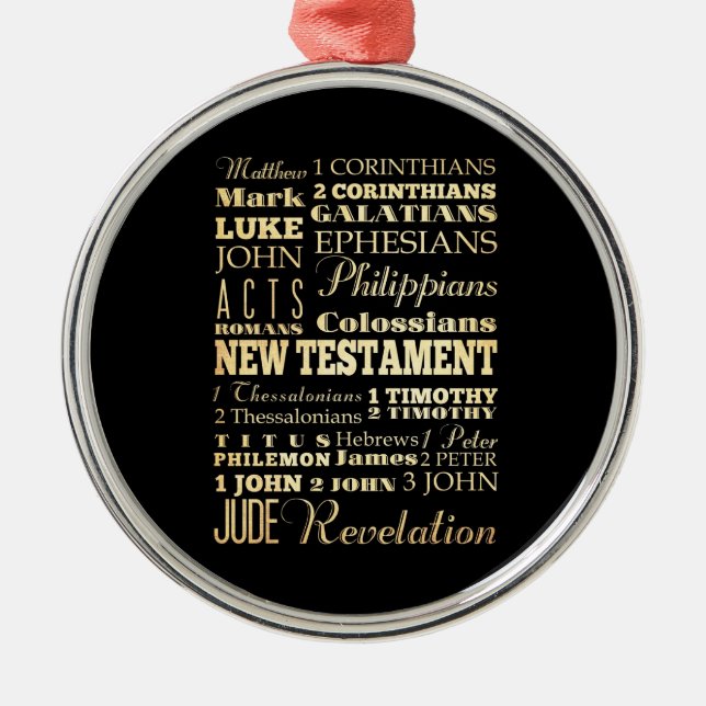 Christian Art - Books of the New Testament. Metal Tree Decoration (Front)