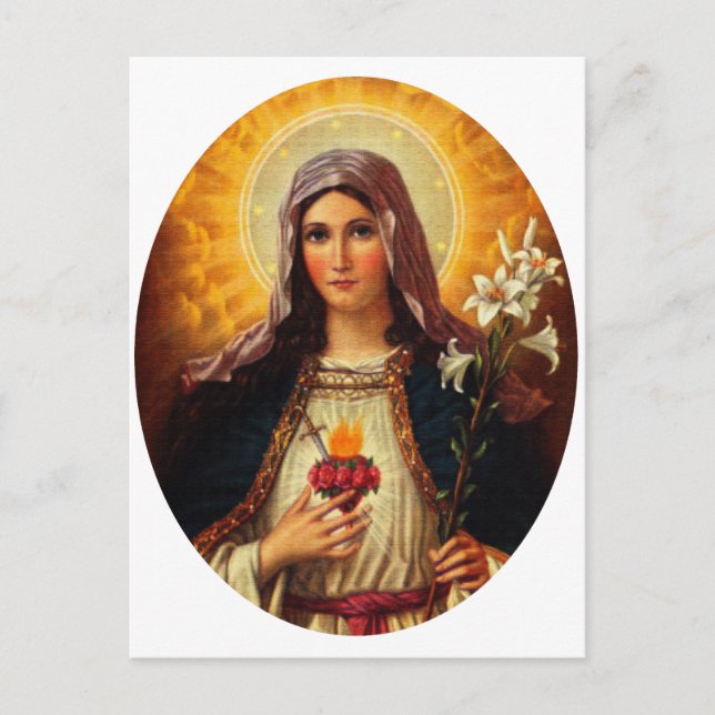 Christian Art of Sacred Heart of Jesus and Mary Postcard (Front)