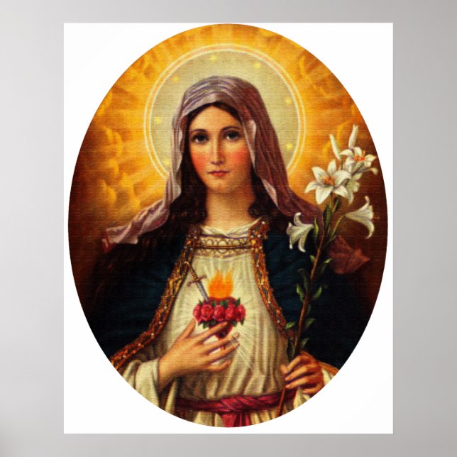 Christian Art of Sacred Heart of Jesus and Mary Poster (Front)