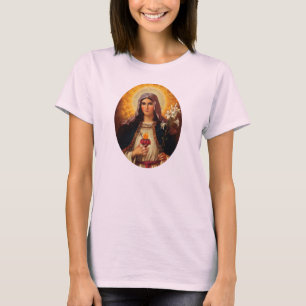 Christian Art of Sacred Heart of Jesus and Mary T-Shirt