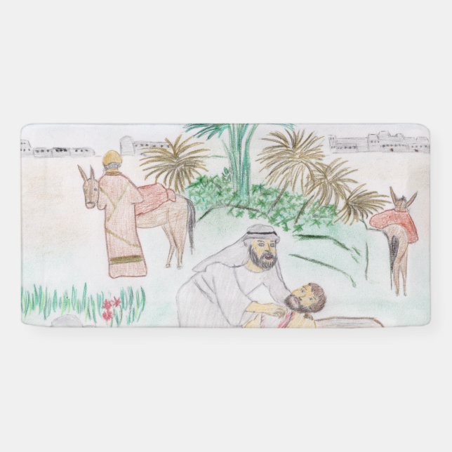 Christian Artwork The good Samaritan Banner (Horizontal)