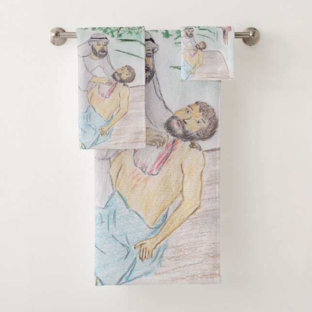 Christian Artwork The good Samaritan Bath Towel Set (Insitu)