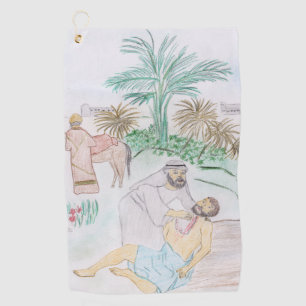 Christian Artwork The good Samaritan Golf Towel