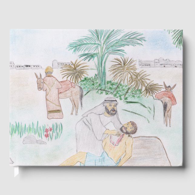 Christian Artwork The good Samaritan Guest Book (Front)