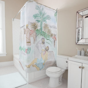 Christian Artwork The good Samaritan Shower Curtain