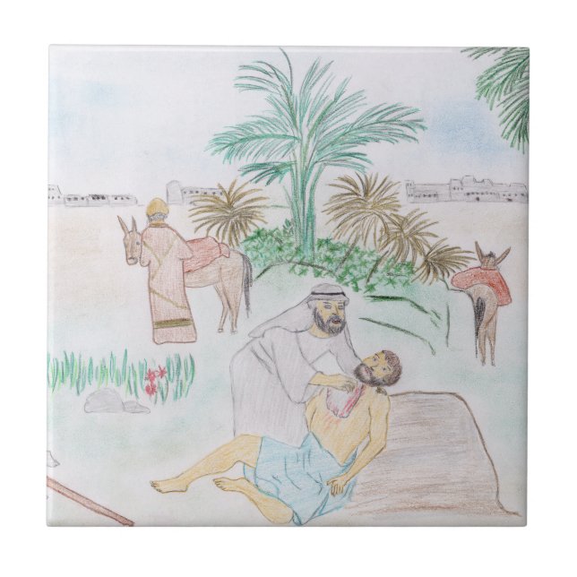 Christian Artwork The good Samaritan Tile (Front)