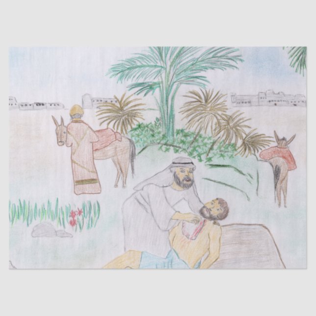Christian Artwork The good Samaritan Tissue Paper (Front)