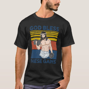 Christian Athlete Apparel Gym God Bless These Gain T-Shirt