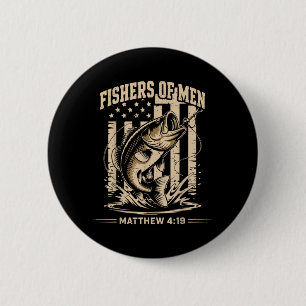 Christian B Fishing Bible Verse Fishers Of Men 6 Cm Round Badge