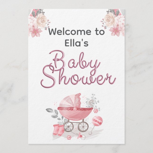 Christian Baby Girl Shower Personalized Text Photo Invitation (Front)