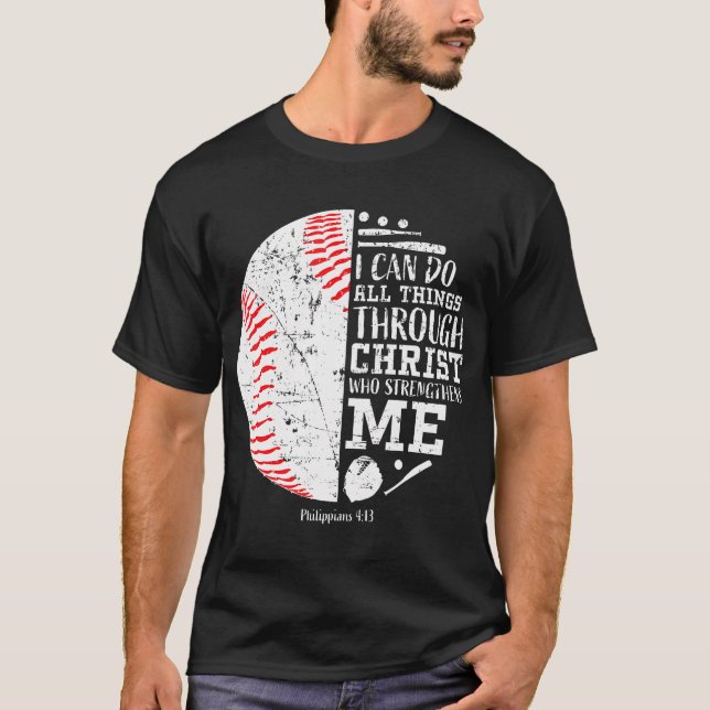 Christian Baseball I Can Do All Things Religious T-Shirt (Front)