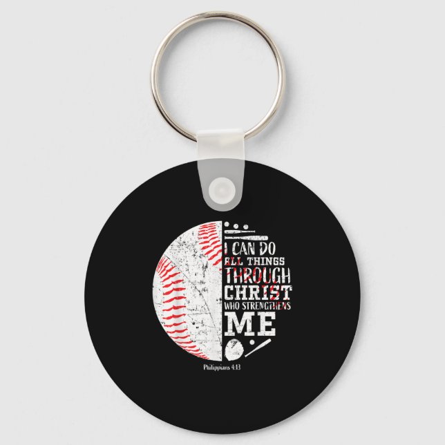 Christian Baseball Philipans 4_13 I Can Do All Thi Key Ring (Front)