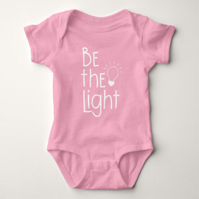 Christian Be The Light Funny Inspirational Baby Bodysuit (Front)