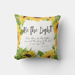 Christian Be the Light Sunflower Cushion