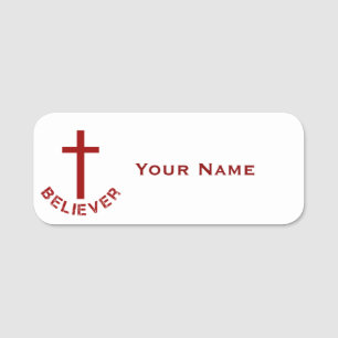 Christian Believer Red Cross Church Events Name Tag