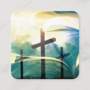 Christian Bible Cross QR Code Religious Church Square Business Card