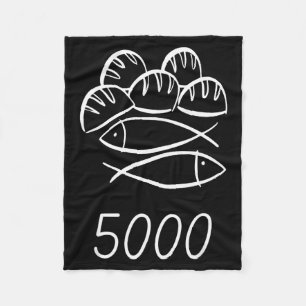 Christian Bible Jesus 2 Fishes 5 Breads Feed 5000  Fleece Blanket