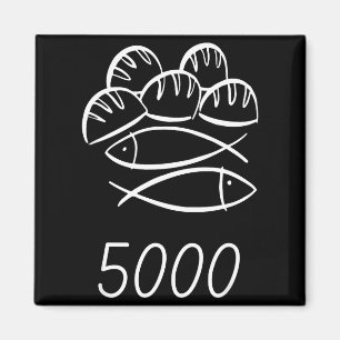 Christian Bible Jesus 2 Fishes 5 Breads Feed 5000  Magnet