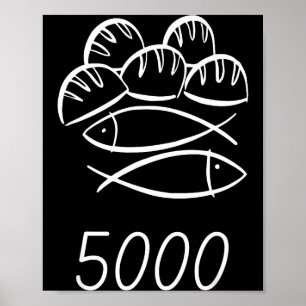 Christian Bible Jesus 2 Fishes 5 Breads Feed 5000 Poster