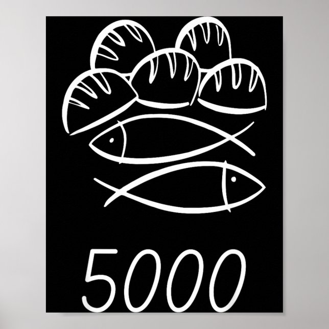Christian Bible Jesus 2 Fishes 5 Breads Feed 5000  Poster (Front)