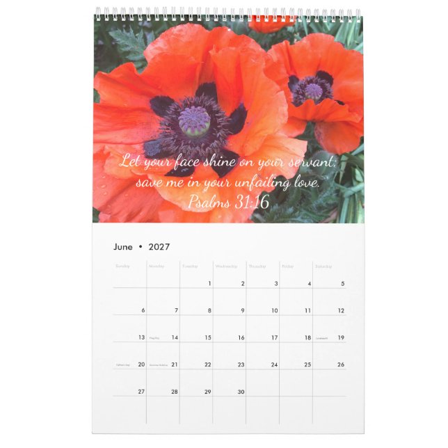 Christian Bible Scripture Custom Text & Photos Calendar (Jun 2027)