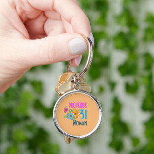 Christian Bible Scripture Floral PROVERBS 31 Woman Key Ring