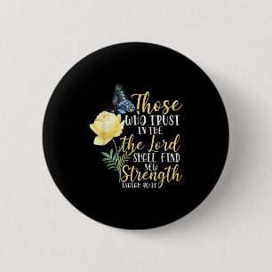 Christian Bible Verse Butterfly Rose Flower Isaiah 6 Cm Round Badge