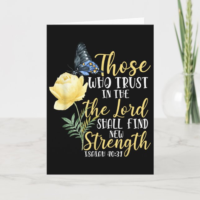 Christian Bible Verse Butterfly Rose Flower Isaiah Card (Front)