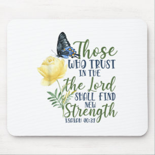 Christian Bible Verse Butterfly Rose Flower Isaiah Mouse Pad